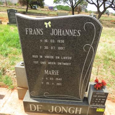 JONGH Frans Johannes, de 1936-1997 & Marie 1940-2021 :: DE JONGH Anton 1969-2018
