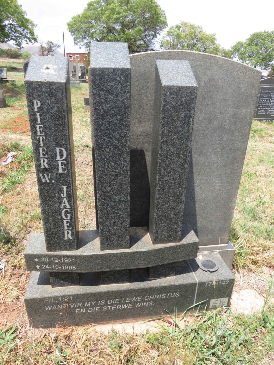 JAGER Pieter W., de 1921-1998