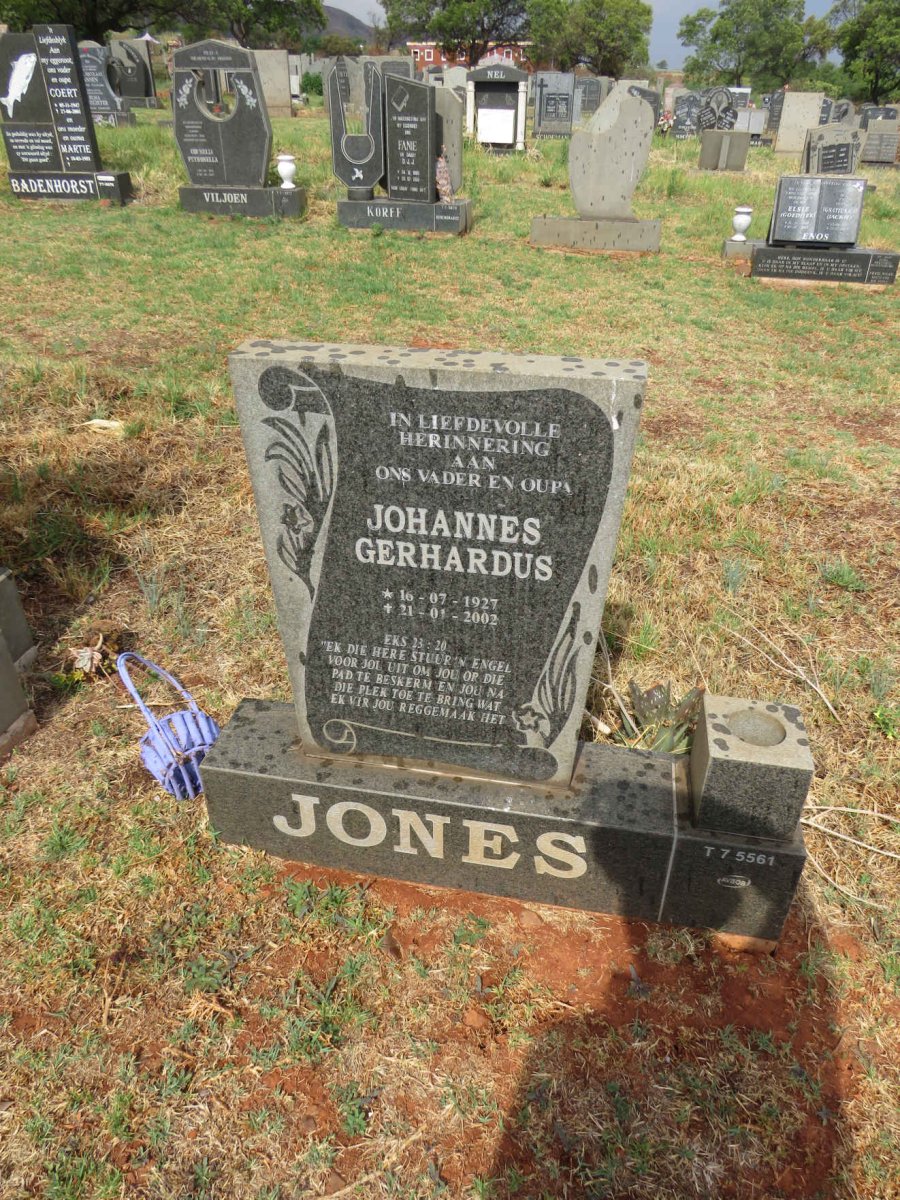 JONES Johannes Gerhardus 1927-2002