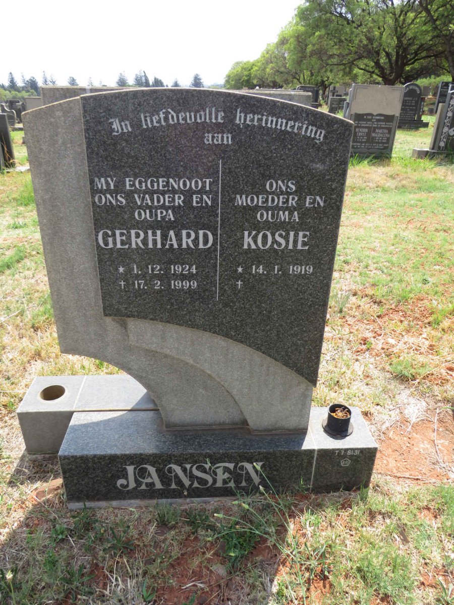JANSEN Gerhard 1924-1999 & Kosie 1919-