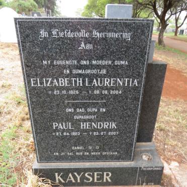 KAYSER Paul Hendrik 1923-2007 & Elizabeth Laurentia 1925-2004