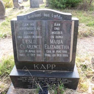 KAPP Leslie Clarence 1918-1965 & Maria Elizabeth 1919-1995