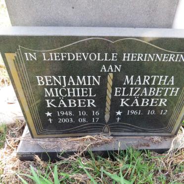 KABER Benjamin Michiel 1948-2003 & Martha Elizabeth 1961- 