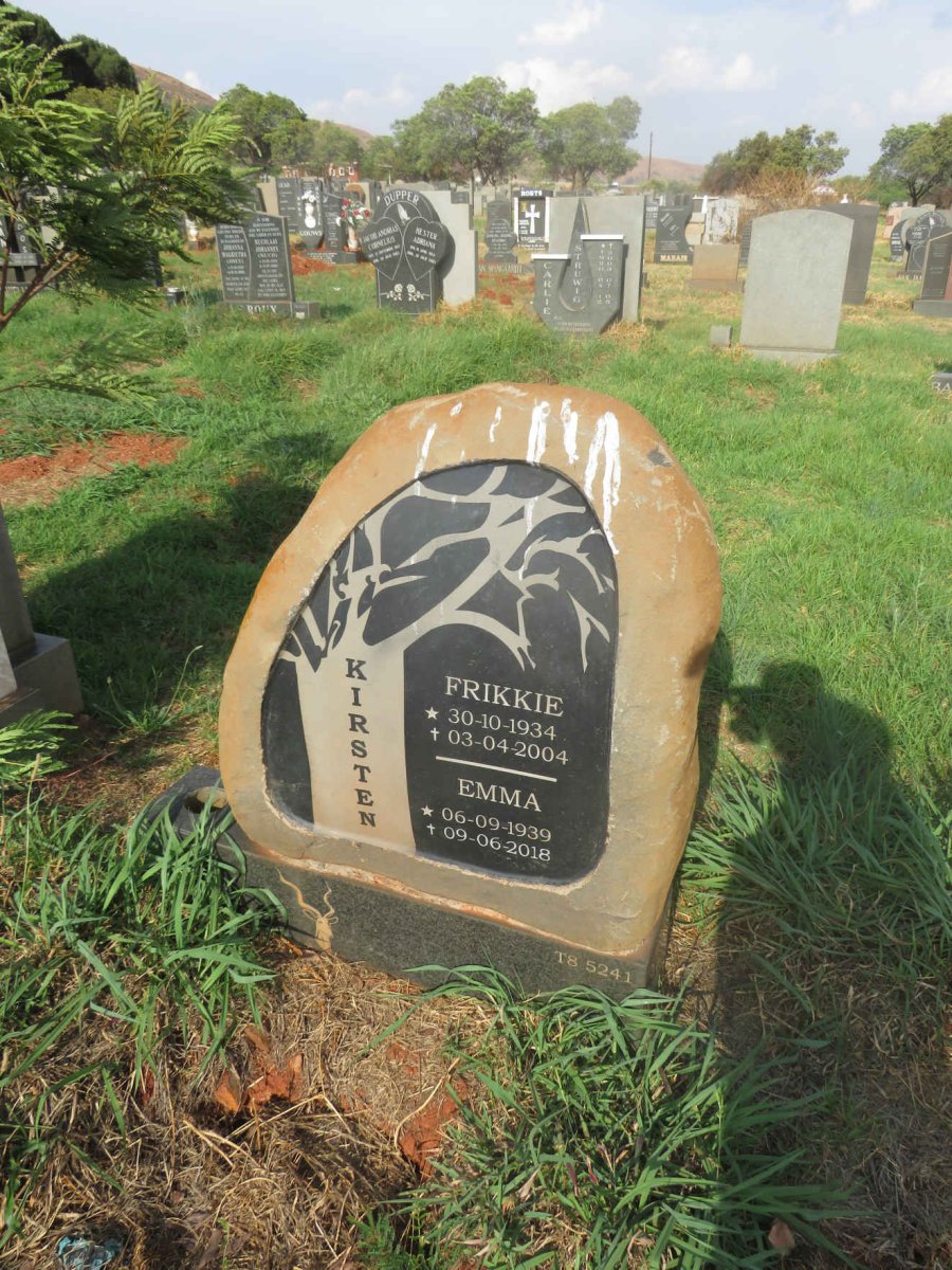 KIRSTEN Frikkie 1934-2004 & Emma 1939-2018