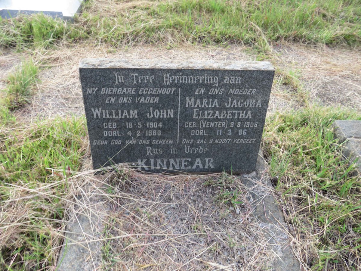KINNEAR William John 1904-1960 & Maria Jacoba Elizabetha VENTER 1906-1986