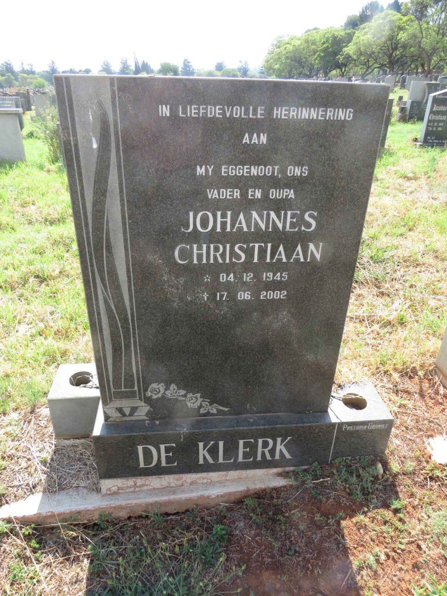 KLERK Johannes Christiaan, de 1945-2002