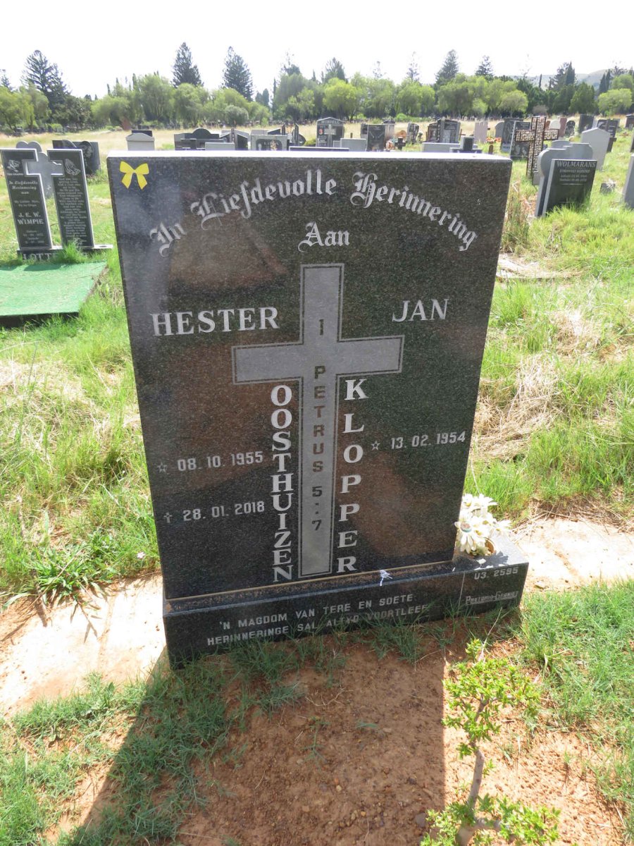 KLOPPER Jan 1954- & Hester OOSTHUIZEN 1955-2018