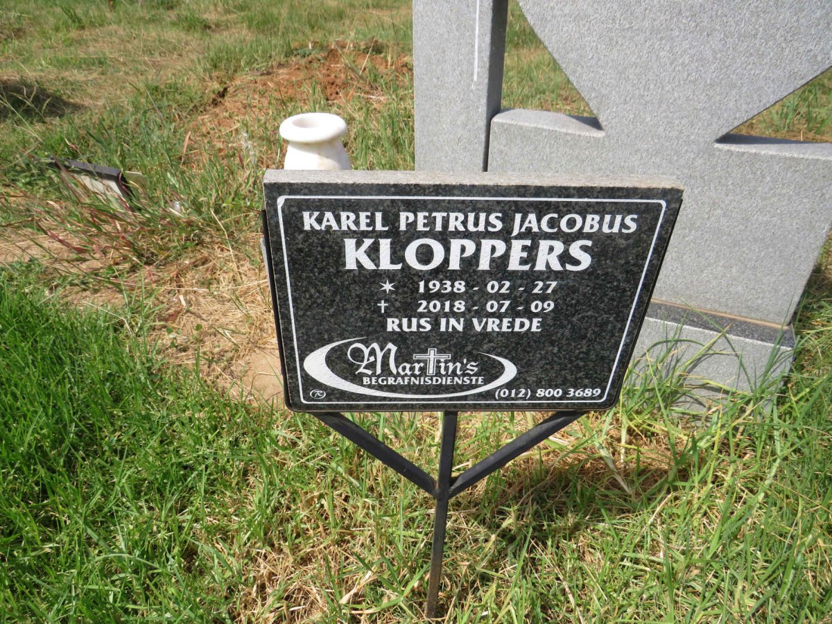 KLOPPERS Karel Petrus Jacobus 1938-2018 