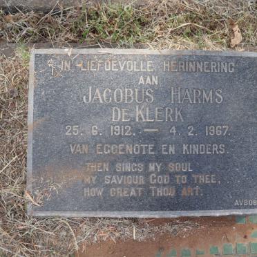 KLERK Jacobus Harms, de 1912-1967