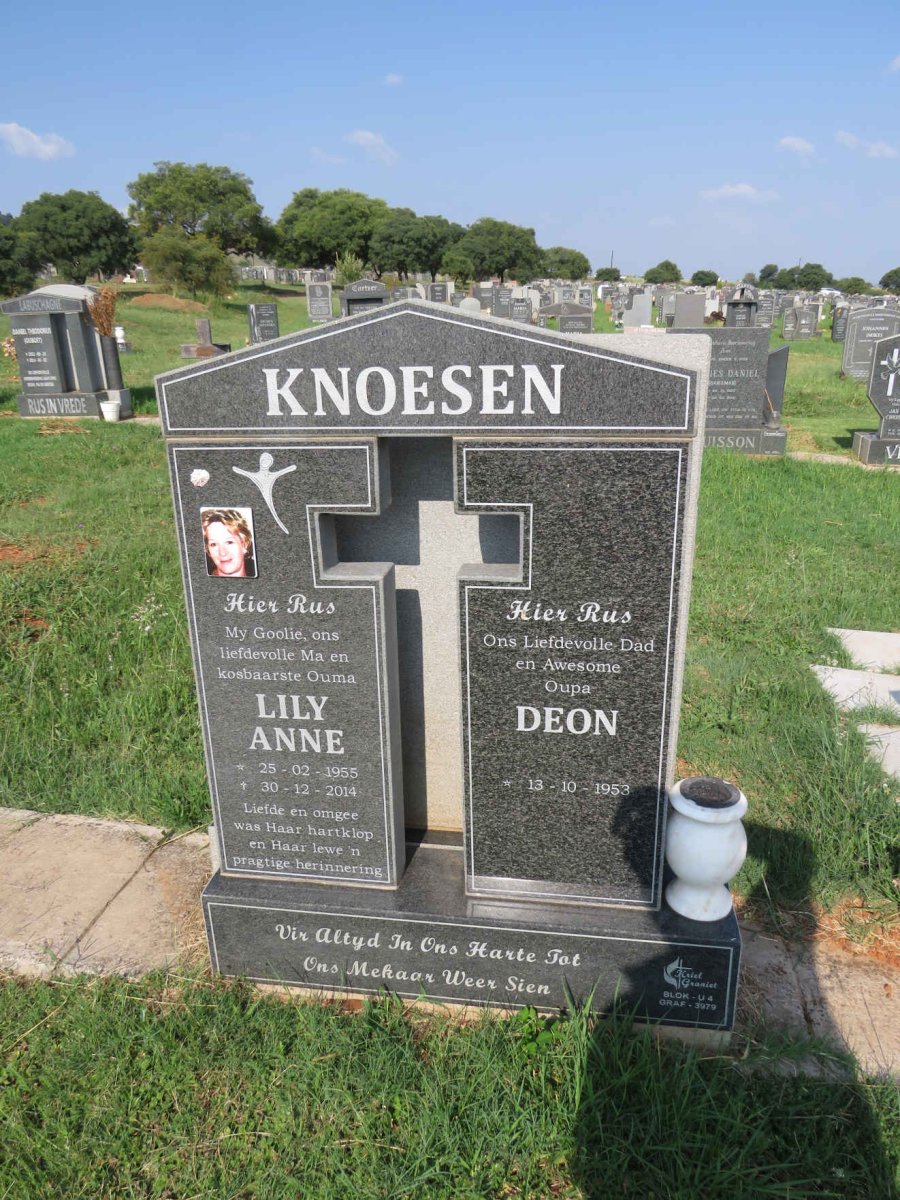 KNOESEN Deon 1953- & Lily Anne 1955-2014