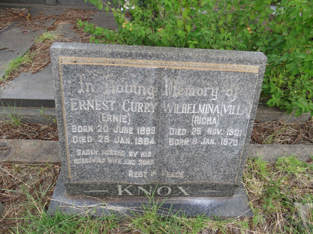 KNOX Ernest Curry 1899-1964 Wilhelmina RICHA 1901-197?