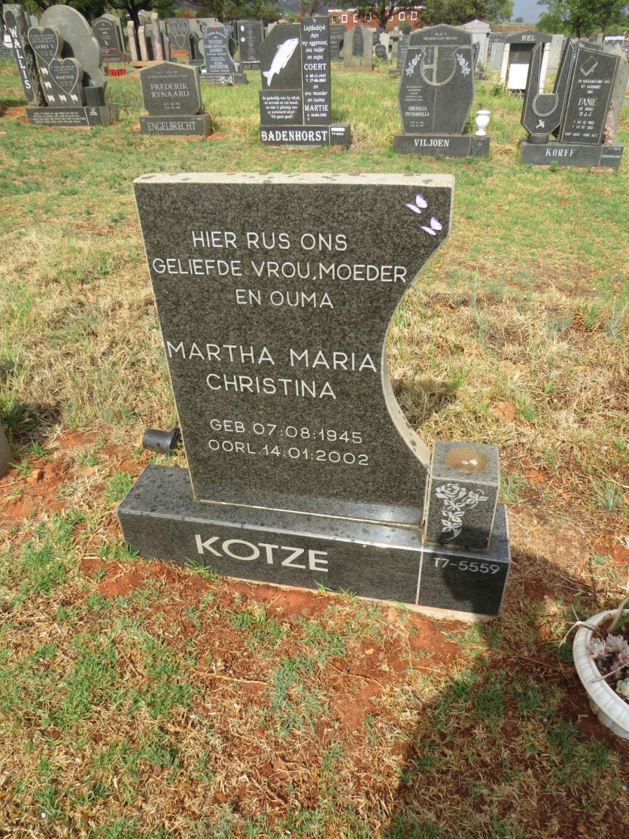 KOTZE Martha Maria Christina 1945-2002