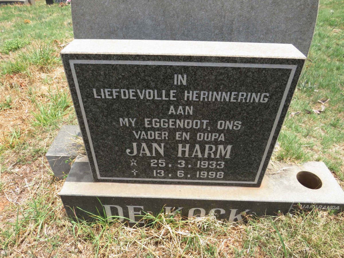 KOCK Jan Harm, de 1933-1998