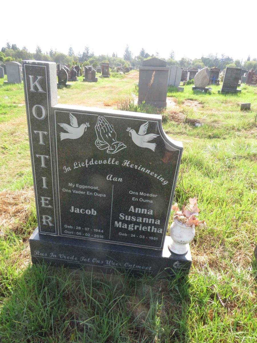 KOTTIER Jacob 1944-2015 & Anna Susanna Magrietha 1951-
