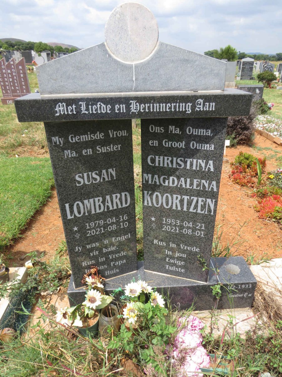 KOORTZEN Christina Magdalena 1953-2021 :: LOMBARD Susan 1979-2021