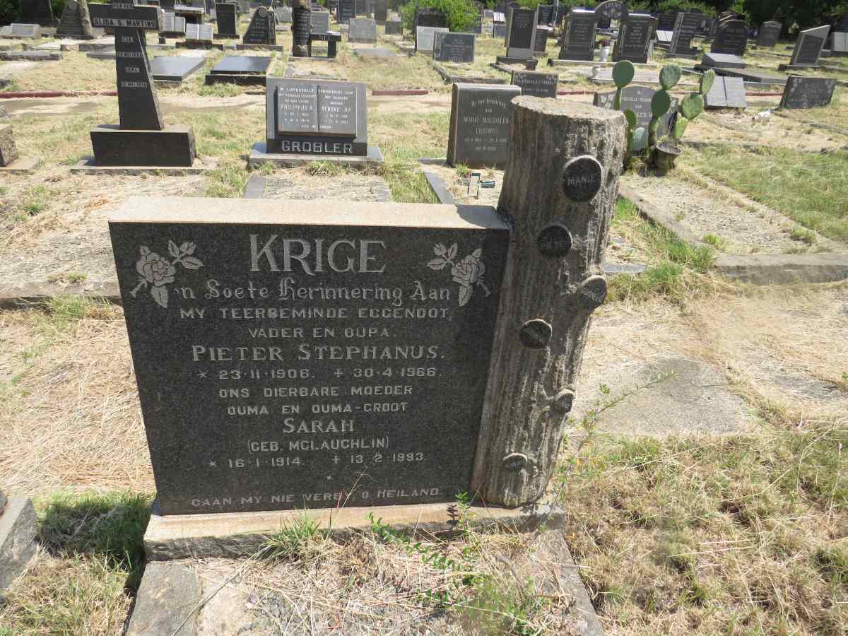 KRIGE Pieter Stephanus 1906-1966 & Sarah MCLAUCHLIN 1914-1993