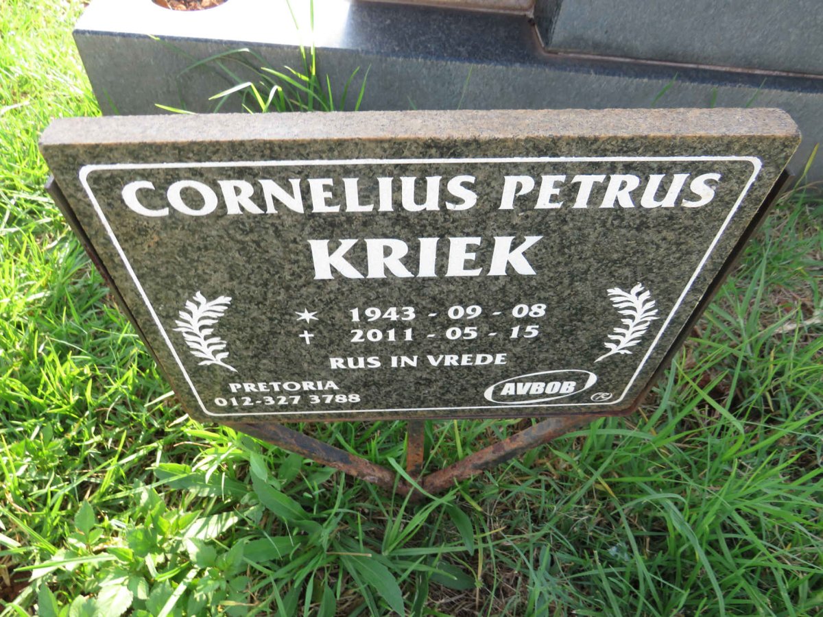 KRIEK Cornelius Petrus 1943-2011