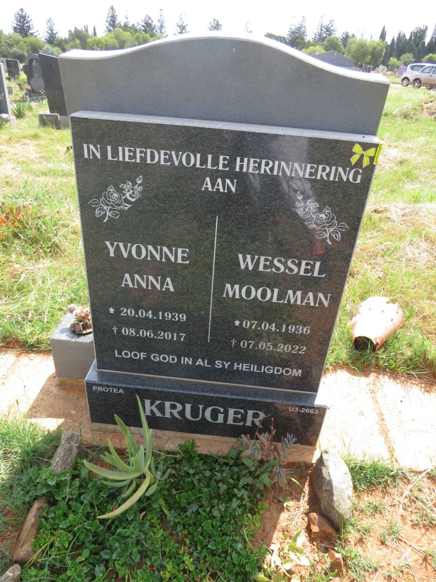 KRUGER Wessel Moolman 1936-2022 & Yvonne Anna 1939-2017 