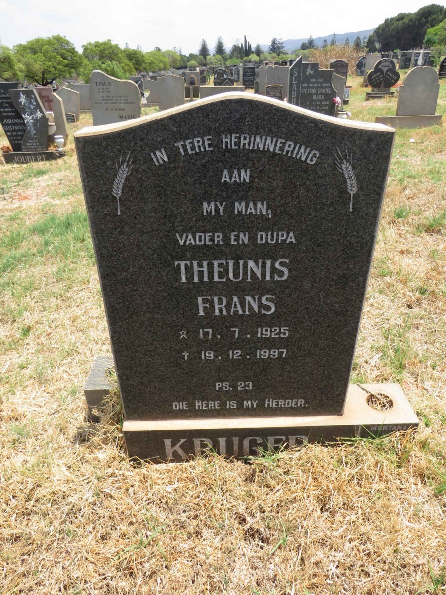 KRUGER Theunis Frans 1925-1997
