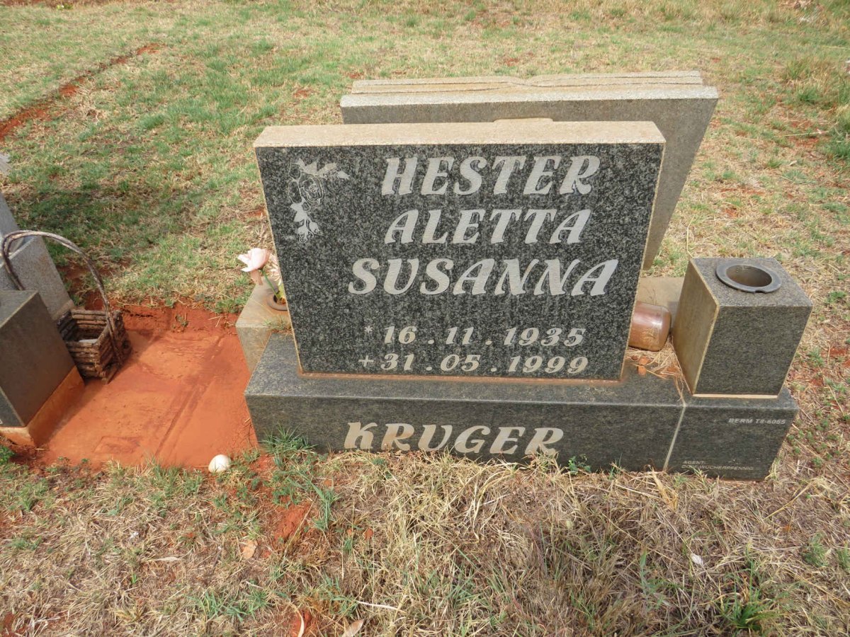 KRUGER Hester Aletta Susanna 1935-1999