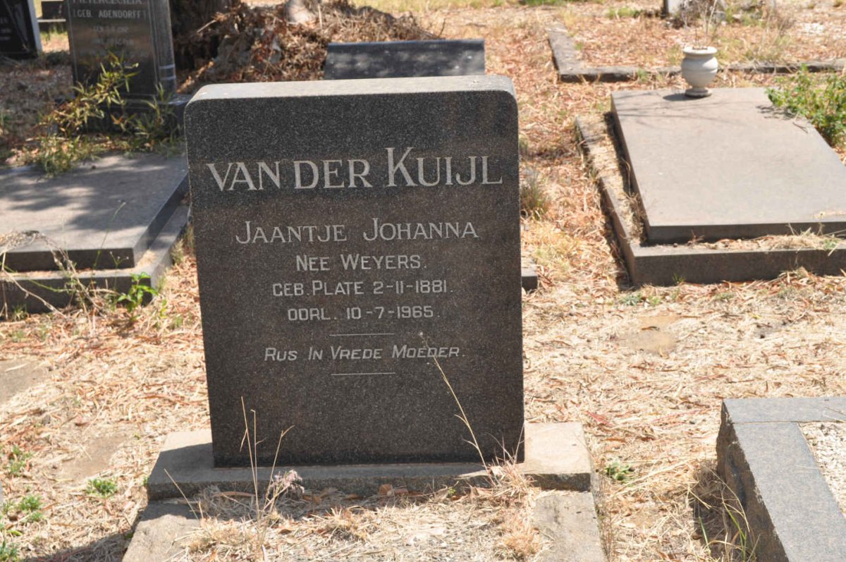KUIJL Jaantje Johanna, van der previously WEYERS nee PLATE 1881-1965