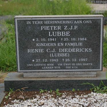 LUBBE Pieter Z.J.P. 1941-1984 &amp; Renie C.J. DIEDERICKS 1943-1997