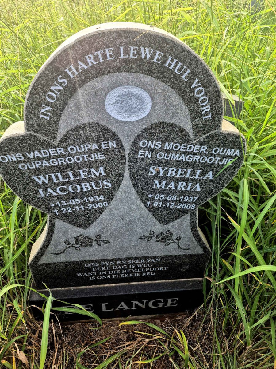 LANGE Willem Jacobus, de 1934-2000 & Sybella Maria 1937-2008