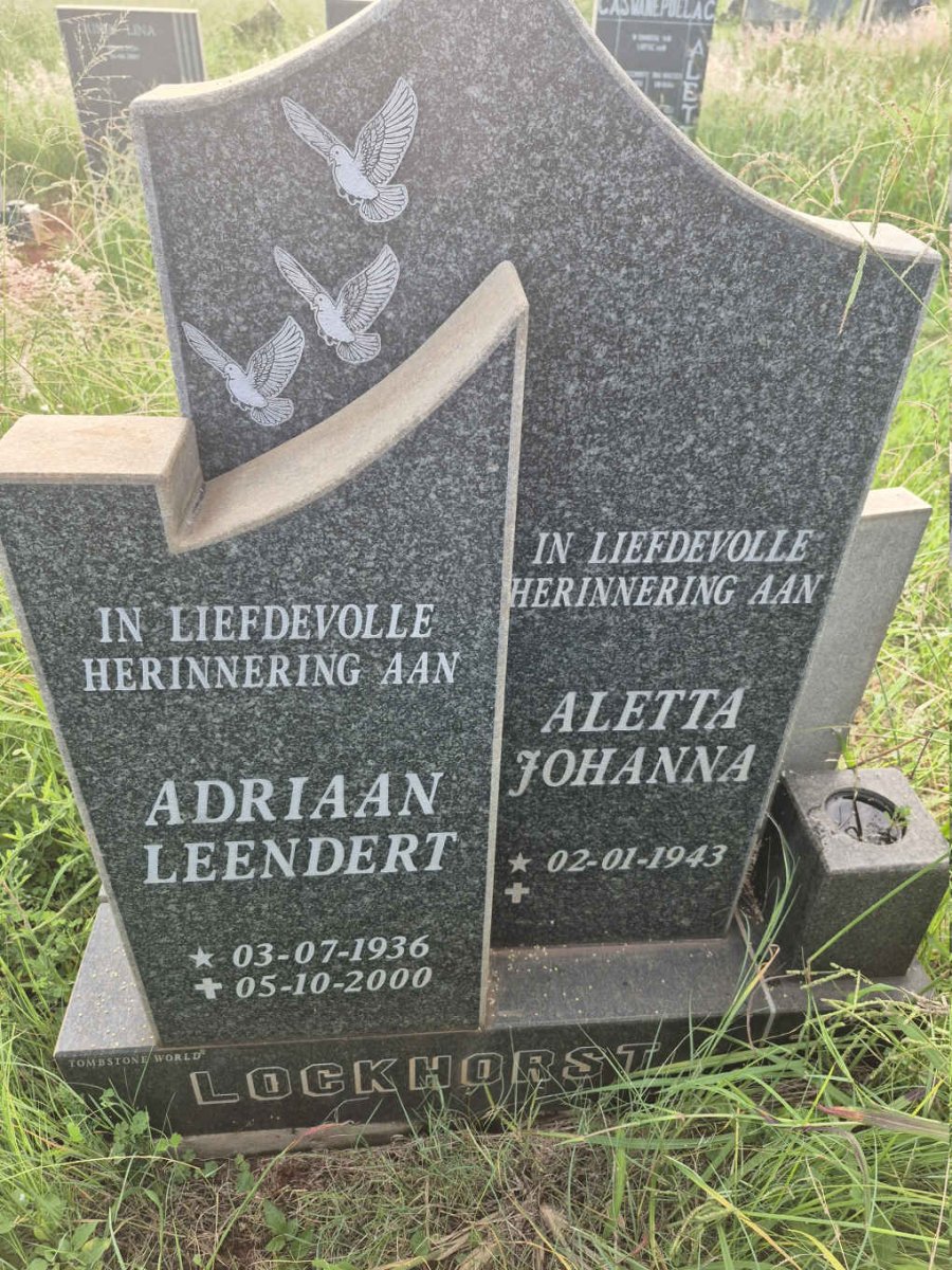 LOCKHORST Adriaan Leendert 1936-2000 & Aletta Johanna 1943-