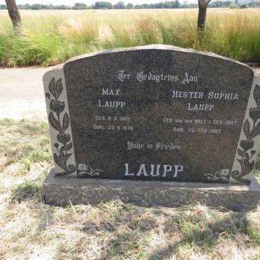 LAUPP Max 1902-1976 & Hester Sophia VAN DER WALT 1907-1967