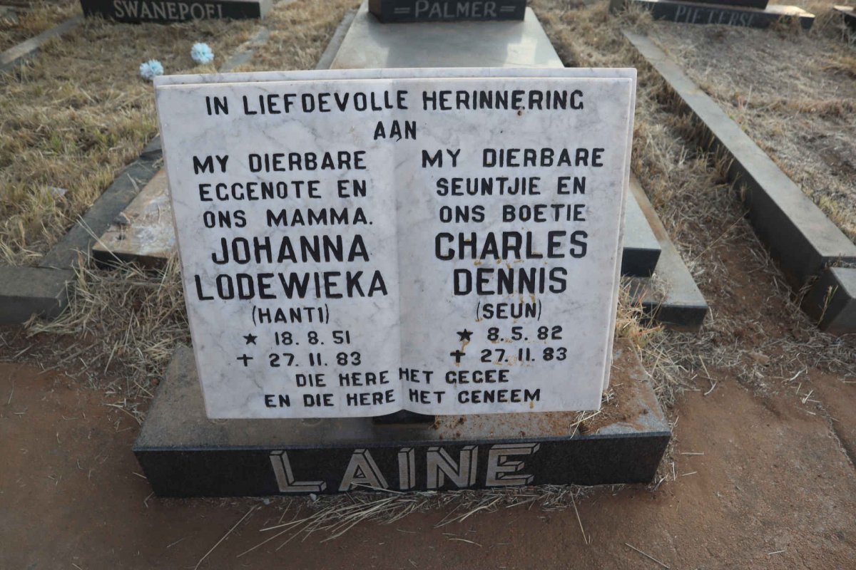 LAINE Johanna Lodewieka 1951-1983 :: LAINE Charles Dennis 1982-1983