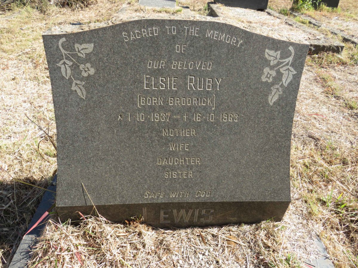LEWIS Elsie Ruby nee BRODRICK 1937-1963