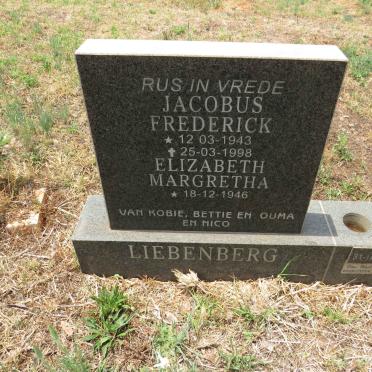 LIEBENBERG Jacobus Frederick 1943-1998 & Elizabeth Margretha 1946-