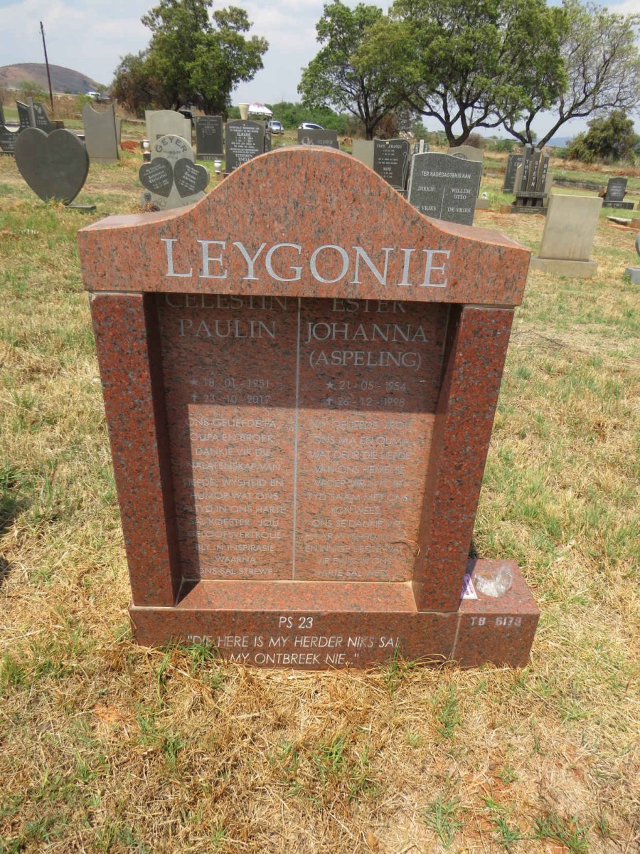 LEYGONIE Celestin Paulin 1951-2017 & Ester Johanna ASPELING 1954-1998 _1