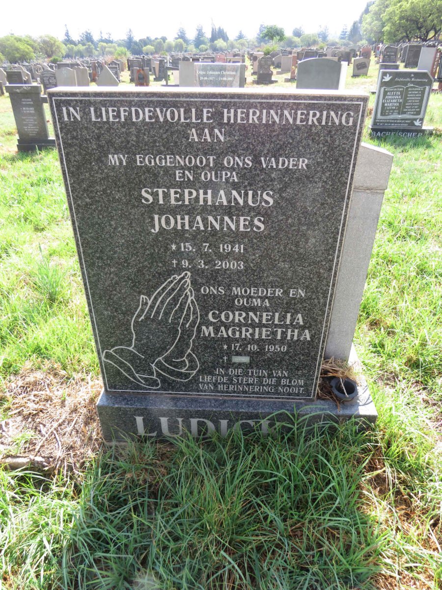 LUDICK Stephanus Johannes 1941-2003 & Cornelia Magrietha 1950-