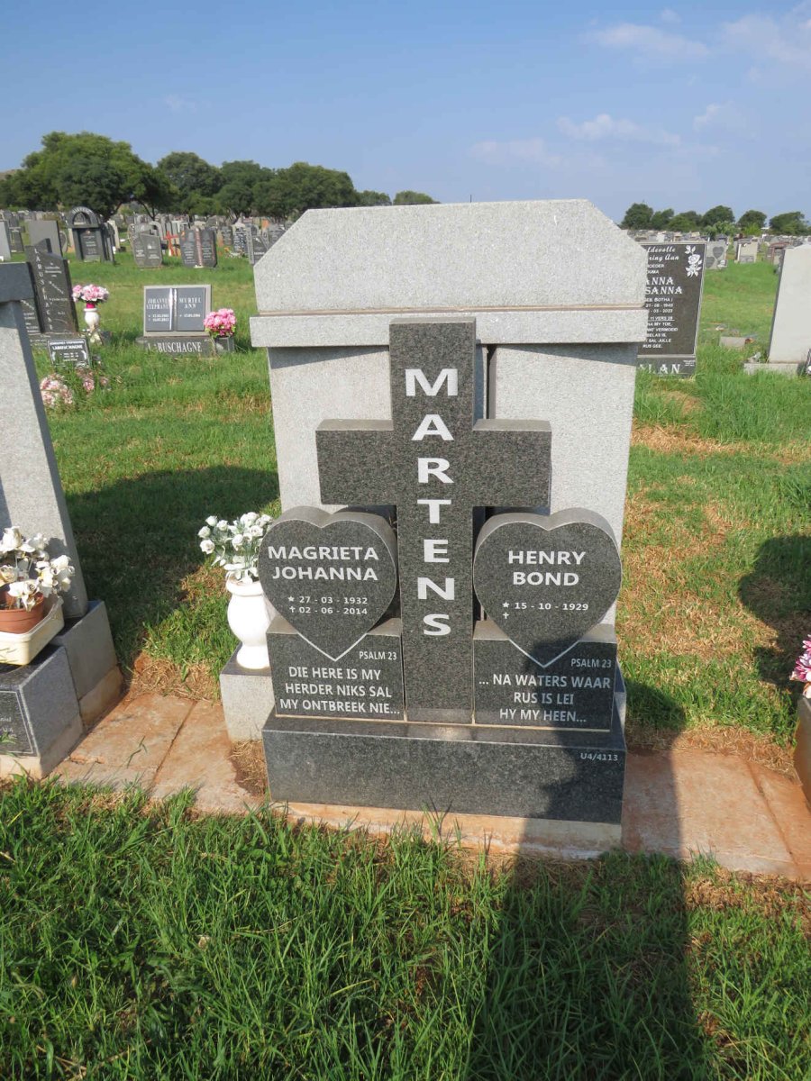 MARTENS Henry Bond 1929- & Magrieta Johanna 1932-2014