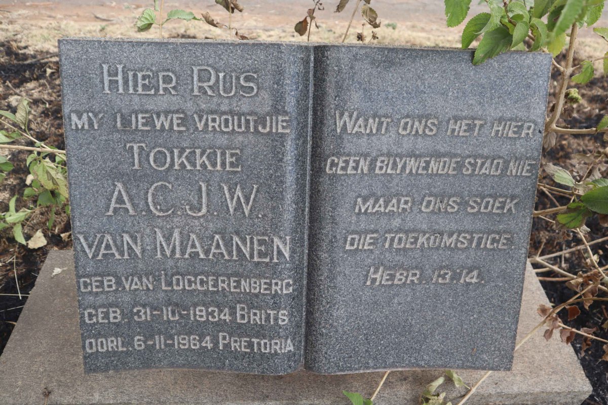 MAANEN A.C.J.W., van nee VAN LOGGERENBERG 1934-1964
