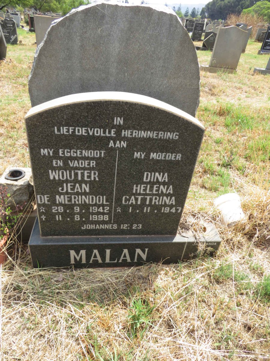 MALAN Wouter Jean De Merindol 1942-1998 & Dina Helena Cattrina 1947-