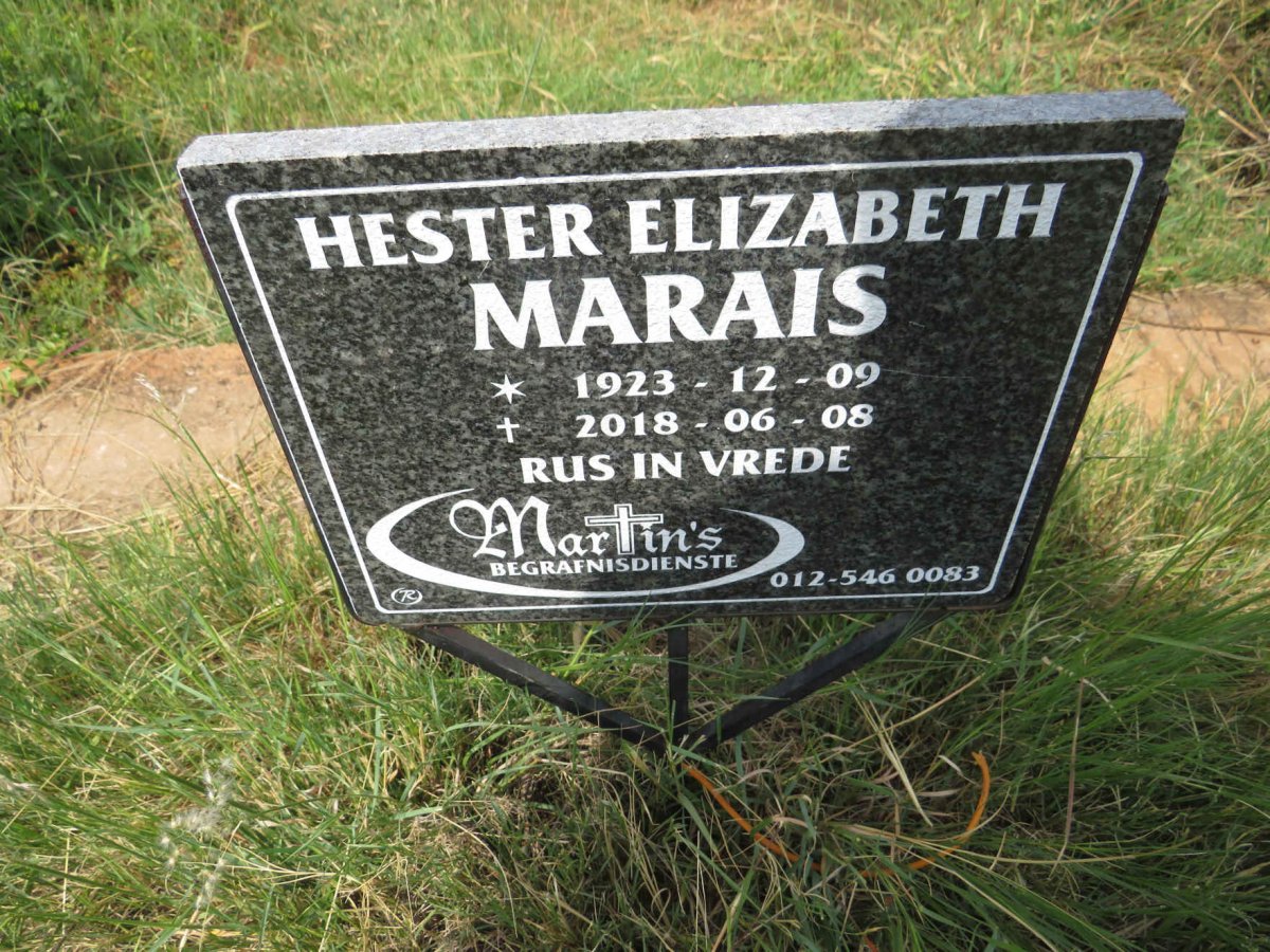 MARAIS Hester Elizabeth 1923-2018