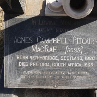 MACRAE Agnes Campbell Pitcairn nee ROSS 1880-1966