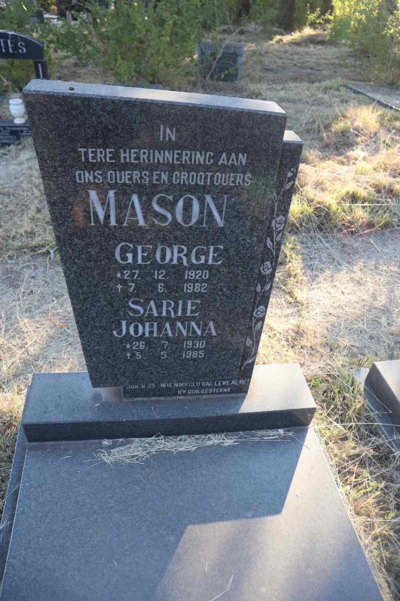 MASON George 1920-1982 & Sarie Johanna 1930-1985