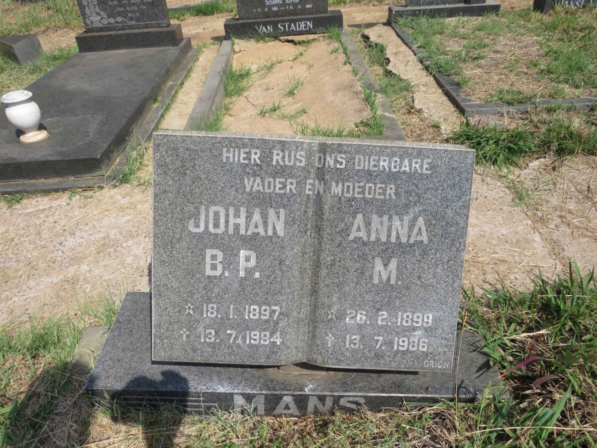 MANS Johan B.P. 1897-1984 & Anna M. 1899-1986
