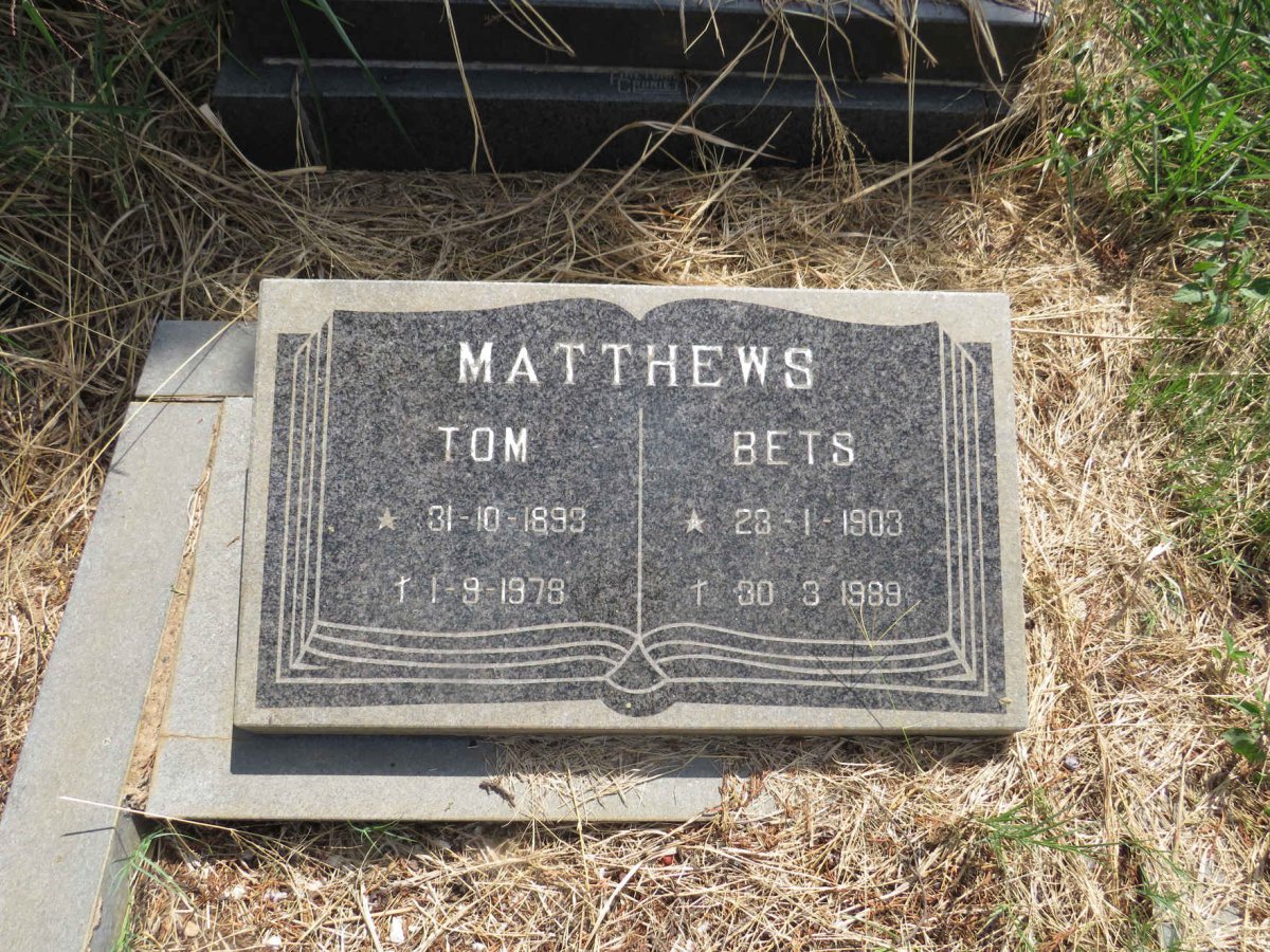 MATTHEWS Tom 1893-1978 & Bets 1903-1989