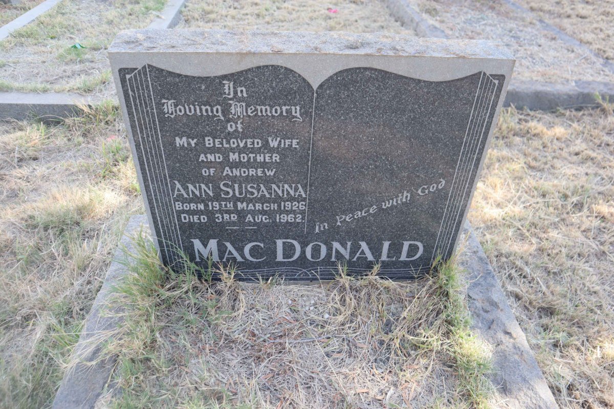 MACDONALD Ann Susanna 1926-1962