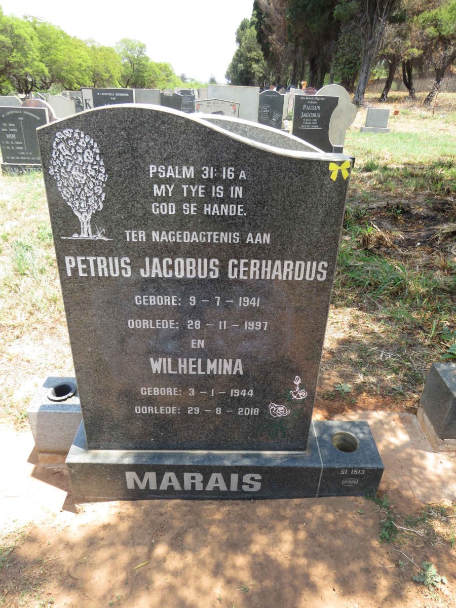 MARAIS Petrus Jacobus Gerhardus 1941-1997 & Wilhelmina 1944-2018