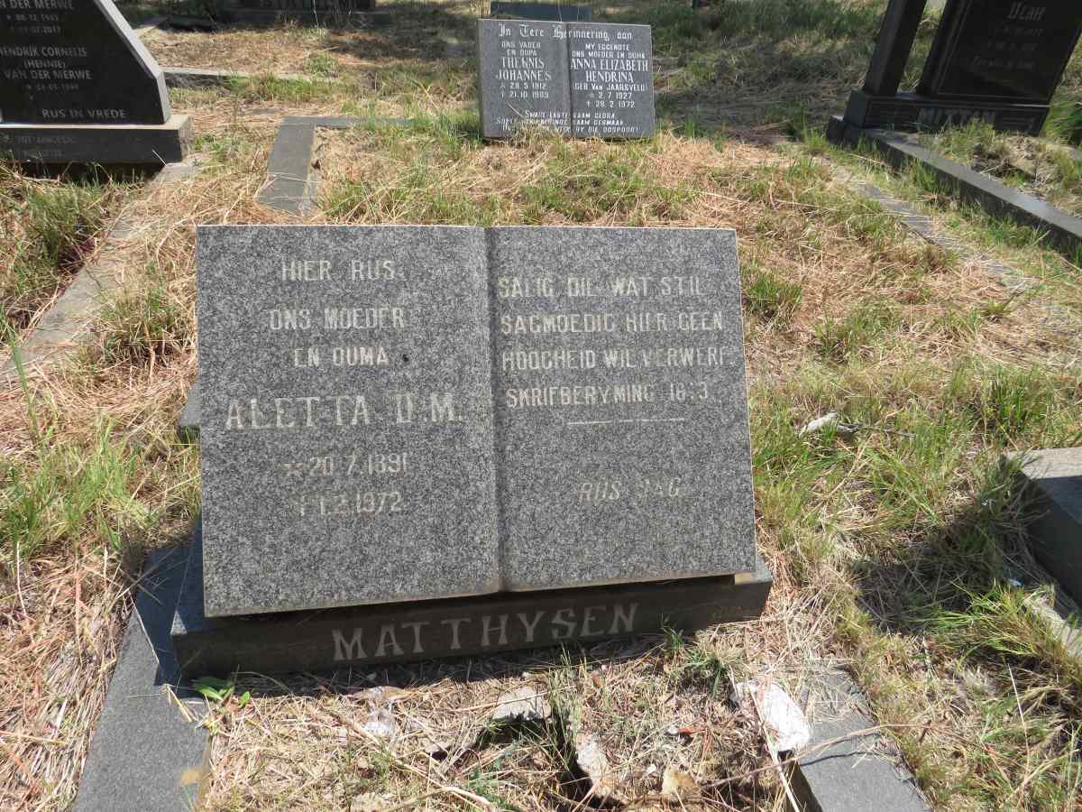 MATTHYSEN Aletta D.M. 1891-1972