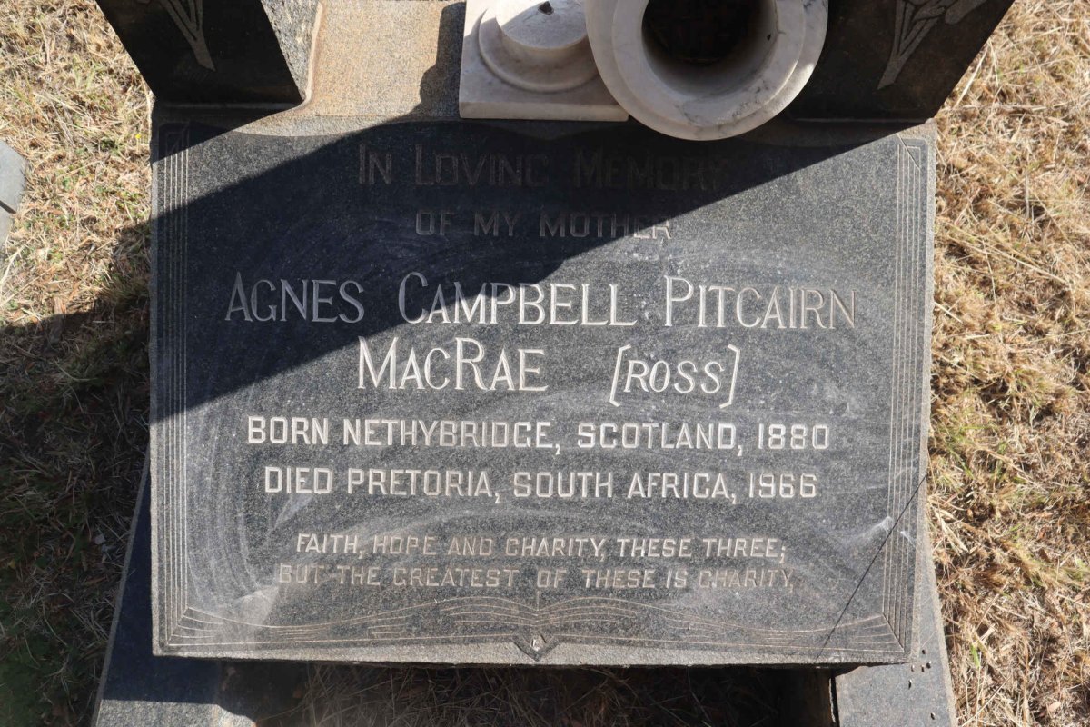MACRAE Agnes Campbell Pitcairn nee ROSS 1880-1966