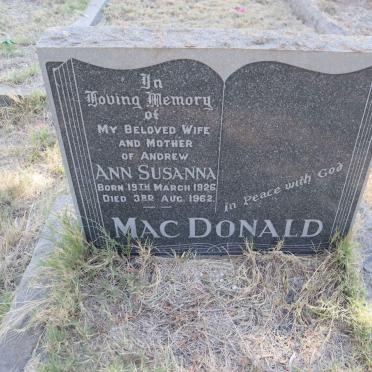 MACDONALD Ann Susanna 1926-1962