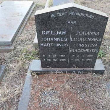 MALAN Gieljam Johannes Marthinus 1913-2001 & Johanna Lourensina Christina RADEMEYER 1918-1986