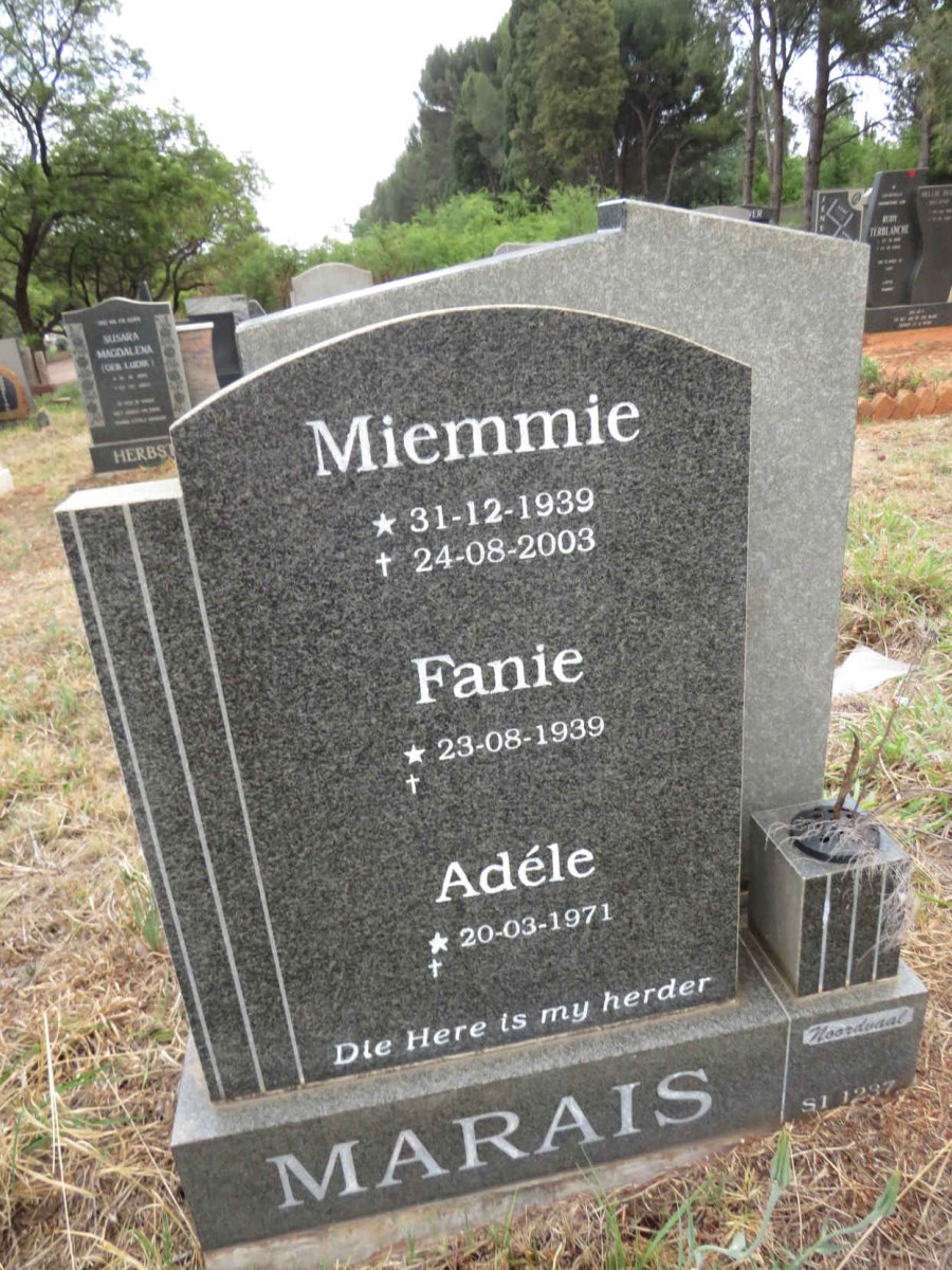 MARAIS Fanie 1939- :: MARAIS Miemmie 1939-2003 :: MARAIS Adele 1971-