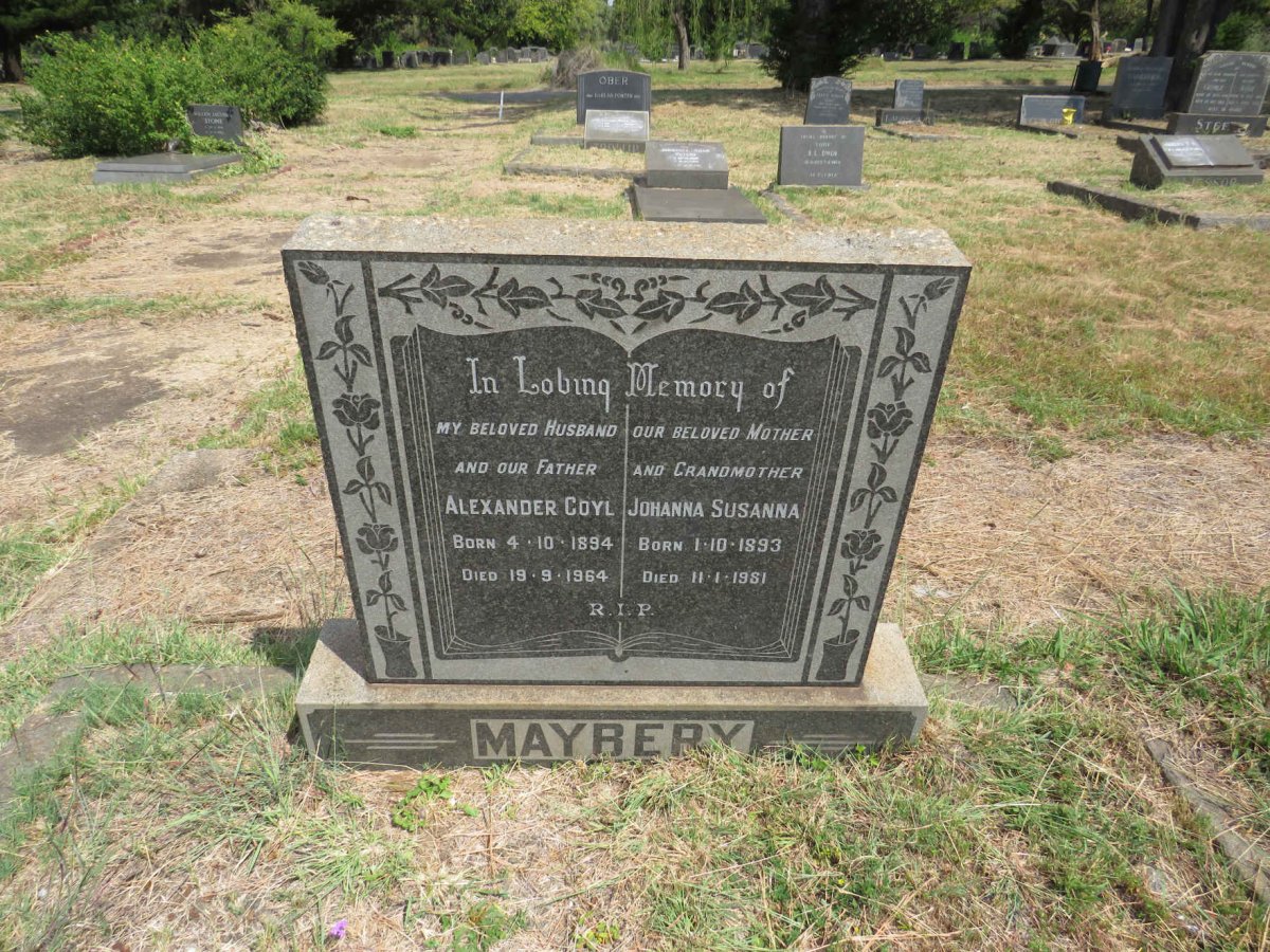 MAYBERY Alexander Coyl 1894-1964 & Johanna Susanna 1893-1981